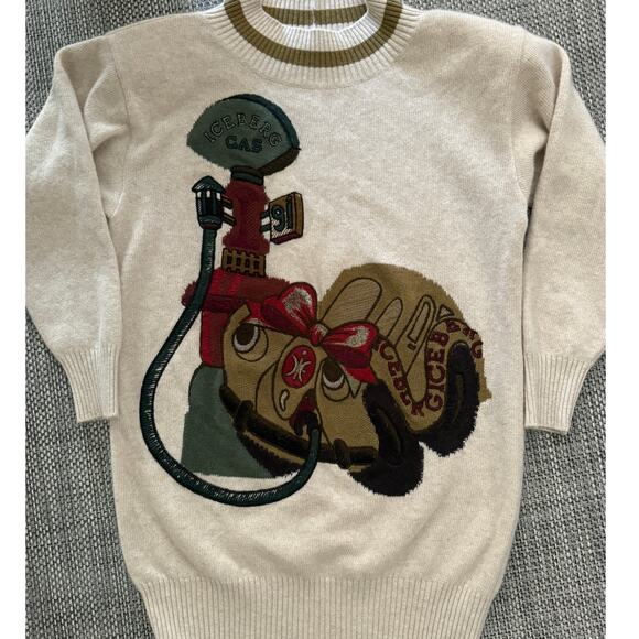 ICEBERG Vintage Made in Italy 1990 Wool/Alpaca Gilmar Gas Pump logo Sweater S - Picture 1 of 6